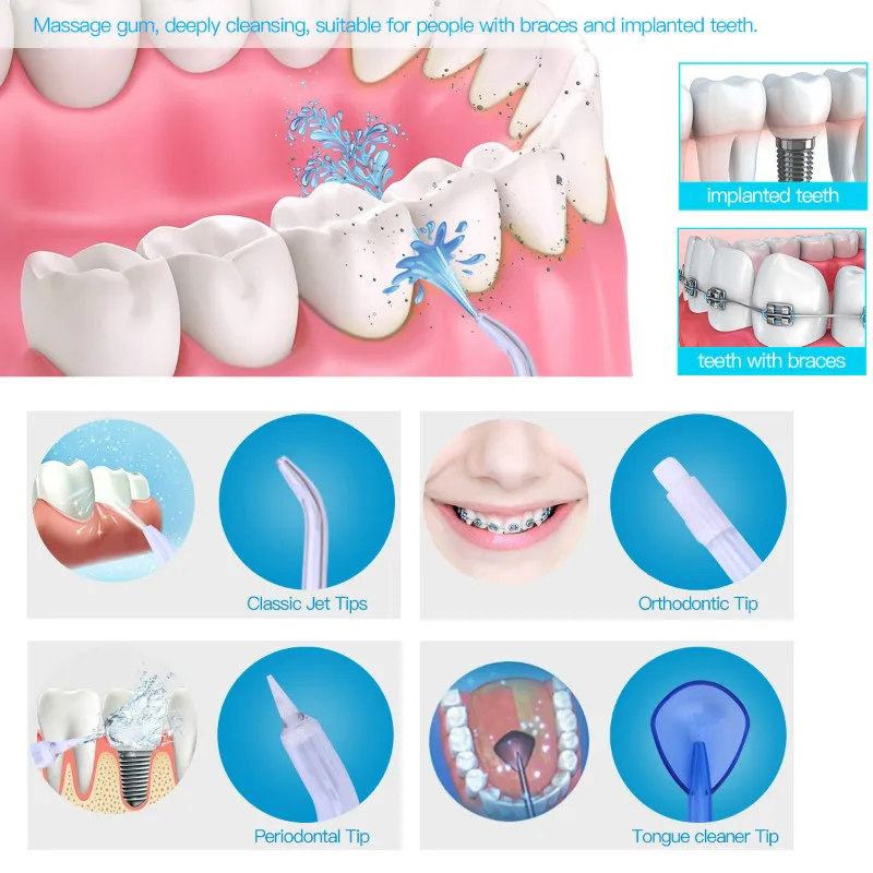Nicefeel 7 наконечников ирригатор для полости рта струя воды Флоссер Стоматологическая спа зубная нить Мощность зубная нить чистка зубов массаж десен гигиена полости рта уход G40