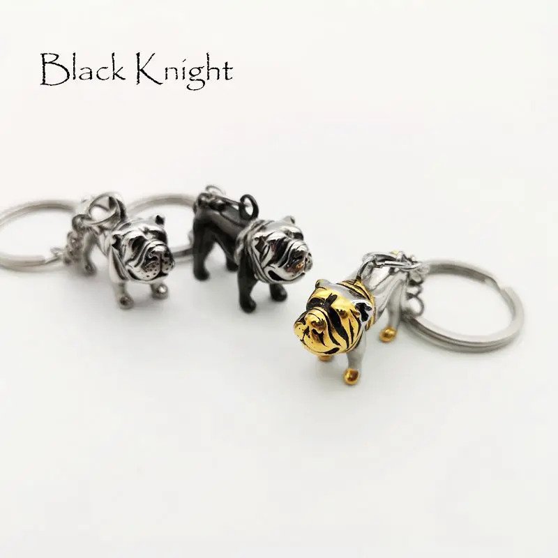 

Black Knight Cute Animal dog charm key chains vintage silver stainless steel pet dog keychains keyrings women BLKN0218-KC