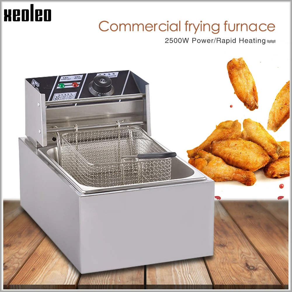 US $111.25 XEOLEO Electric Fryer 6L Commercial fryer French fries fryer Stainless steel Chicken Frying machine Deep fryer for fries 2500W
