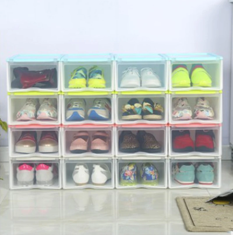 Толстая цветная прозрачная пластиковая раскладушка для обуви ящик для хранения ящиков обуви Ящики-органайзеры Almacenaje De Zapatos