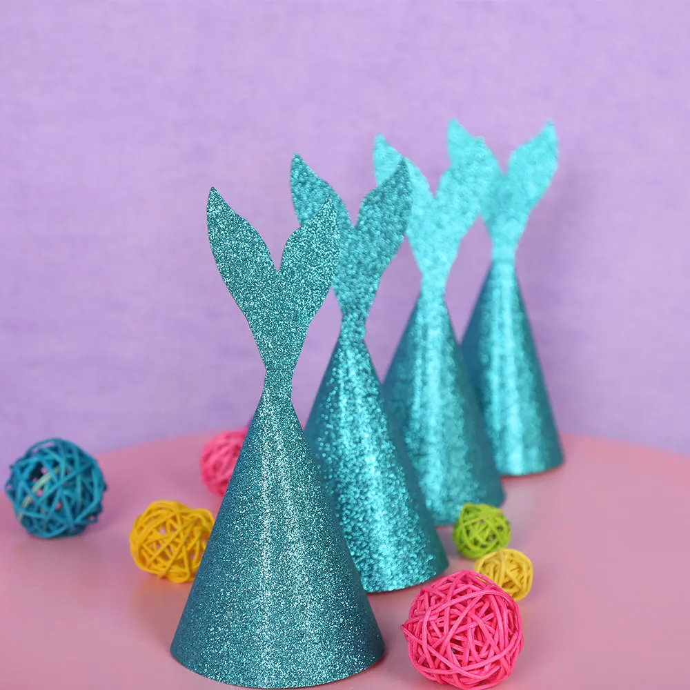 

6pcs/set Mermaid Wedding Theme Party Hats Kids Adult Happy Birthday Party Hats Baby Shower Decorations Party Supplies MZ018