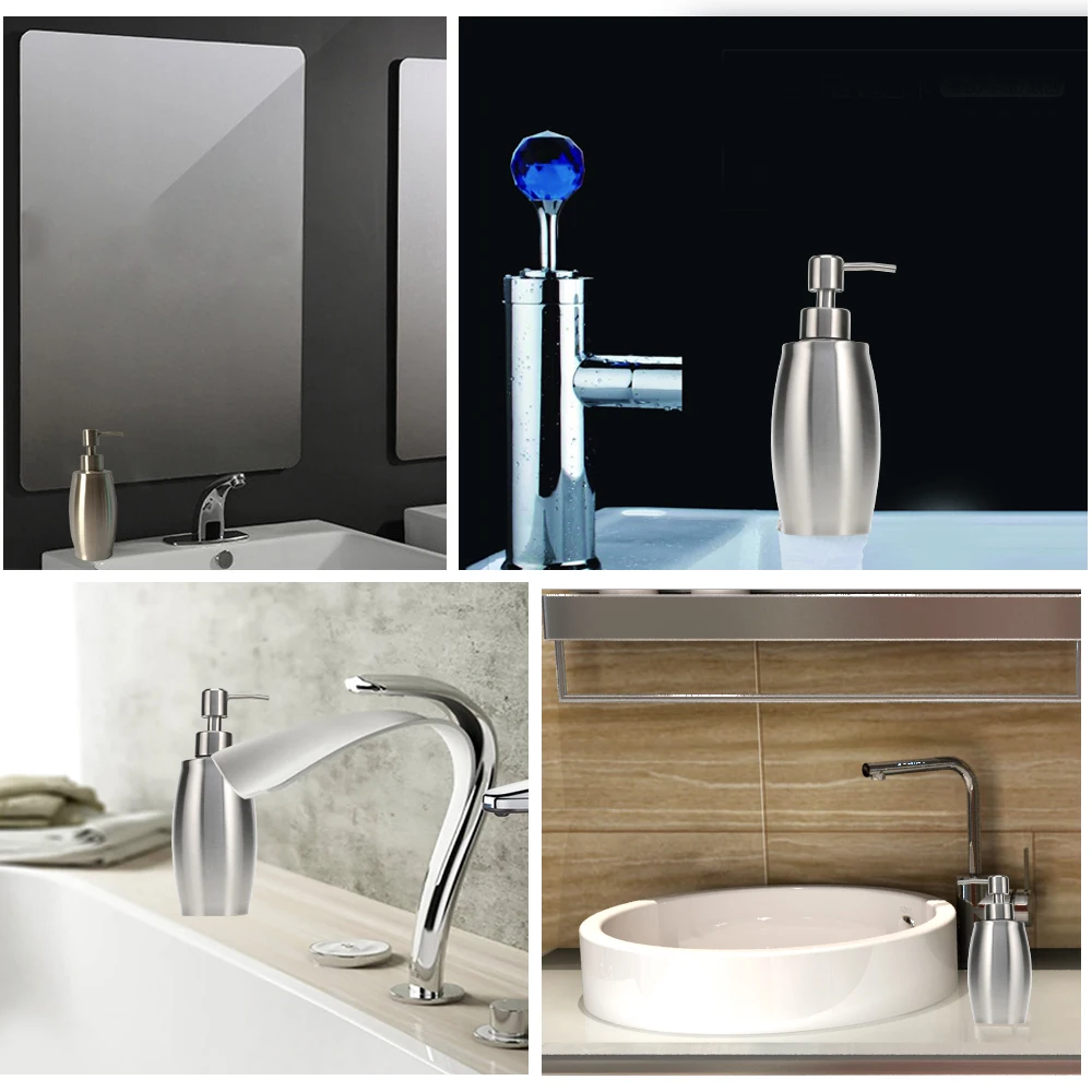 

2018 Newest 350ml Liquid Soap Dispenser Stainless Steel Anti-rust Hand Soap Dispenser for Kitchen Bathroom Lotion Pump