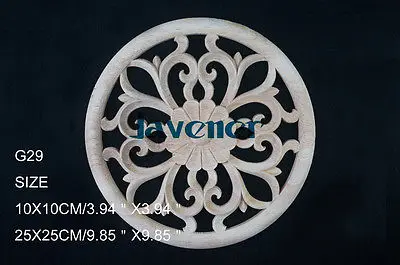 

G29 -10x10cm Wood Carved Round Onlay Applique Unpainted Frame Door Decal Working carpenter Flower