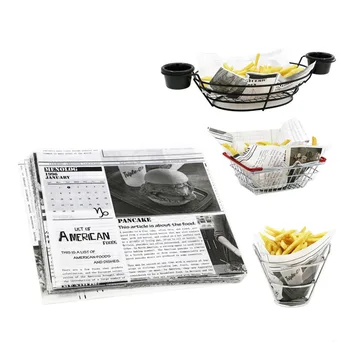 

Wrap Paper Wax Newspaper Wrapping Sheet Oil-Absorbing Food Grade Coated Paper Black And White Food Grade 22*22cm 50/100/200pcs