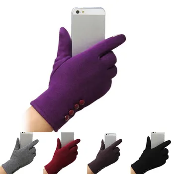 

Womens 4 Buttons Touch Screen Gloves Warm Gloves Mittens Winter Sporting Mittens Cashmere Femme 5 Colors
