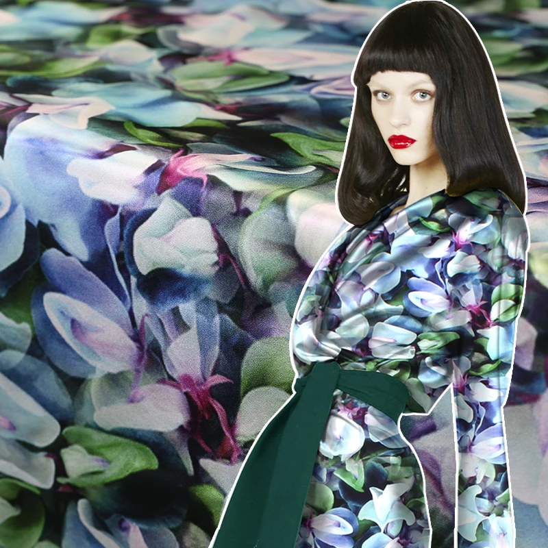 

Digital inkjet stretch silk satin fabric breathable clothing dress fabric satin natural silk fabric wholesale silk cloth