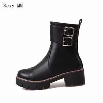 

Spring Autumn Winter Women Ankle Boots Low Med Heel Woman Short Boots botas High Quality Plus Size 34 - 40 41 42 43