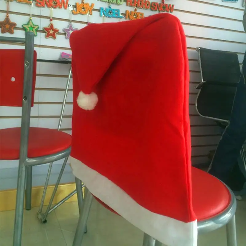 24pcs Lot Christmas Chair Cover 5065cm Slipcover Santa Claus Hat Design Antimacassar