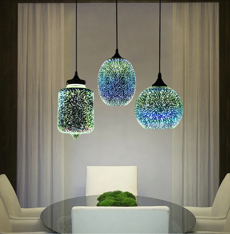 Horsten Novelty Modern LED Pendant Light Glass Hanging Lamps 3D Design Lamp E27 110V 220V For Bar Restaurant Cafe Living Room Lamp (4)