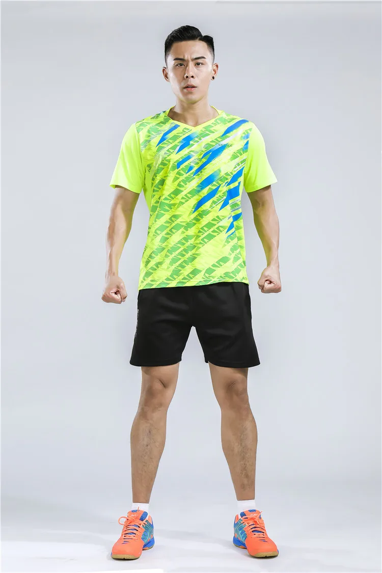Женская теннисная футболка+ шорты, Мужская футболка для бадминтона, унисекс Одежда для настольного тенниса, футболка для бега на открытом воздухе, одежда для бега - Цвет: Men Green