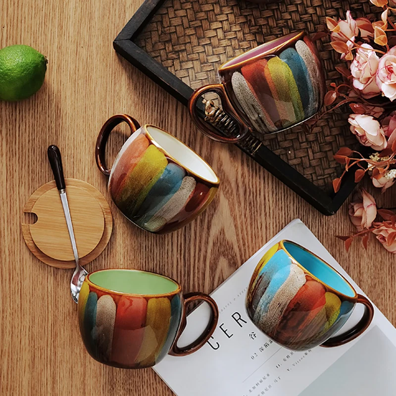 

Coffee Mugs Set Creative Tea Cups Multi-Purpose Beverages Cup Hand-Painted Original Scented Beer Colorful Mug European Style Mug