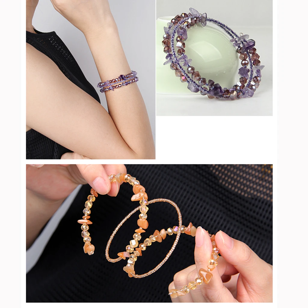 Irregular Shaped Loose Beads Strand Triple Layer Wire Bracelet Women Fashion Jewelry