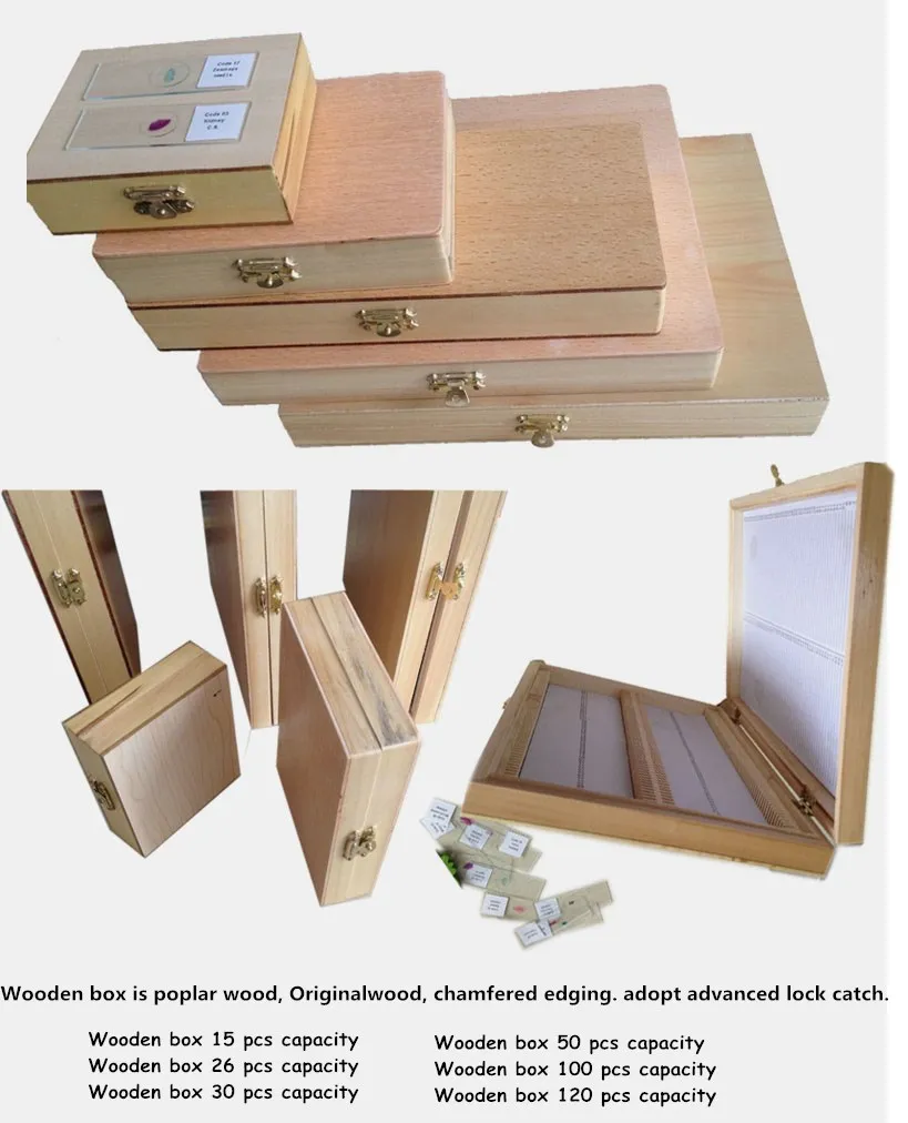 prepared slides wooden box.