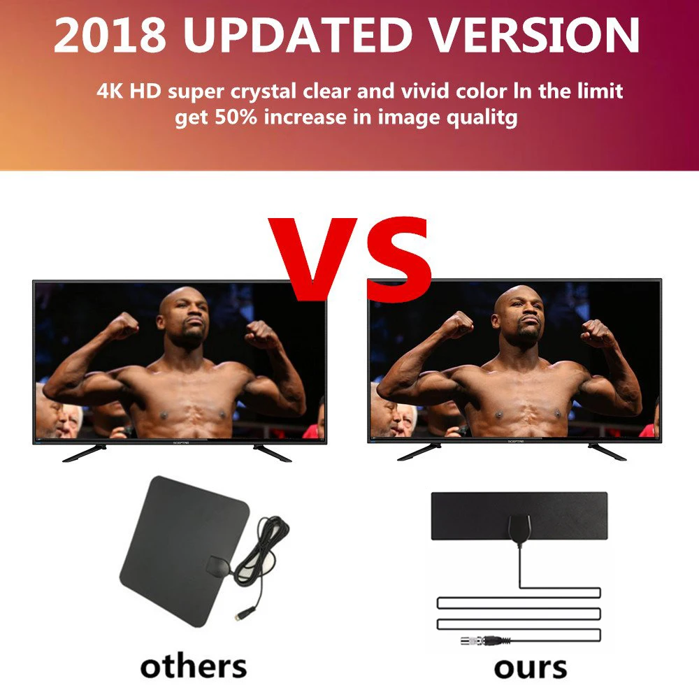 Внутренняя телевизионная антенна цифровая HD ТВ усиленные антенны Freeview 4 K 1080 P VHF UHF