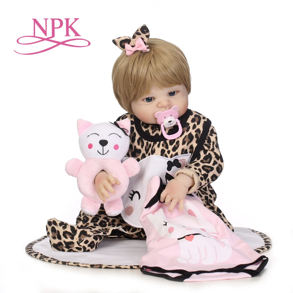 NPK 23 дюймов 57 см мягкие силиконовые Reborn Baby Doll девушка игрушечные лошадки реалистичные Дети Boneca полный винил Мода куклы Bebes возрожденная менина