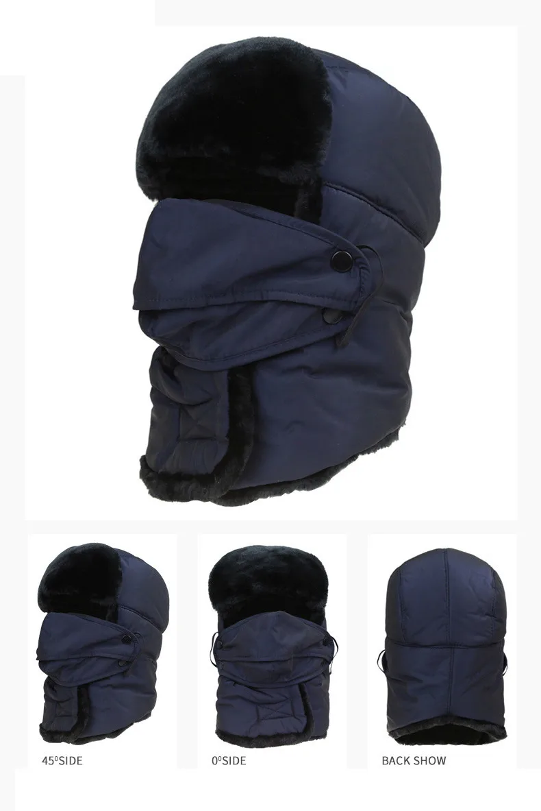 [AETRENDS] 2017 Men's or Women's Fur Bomber Hats Winter Russian Hat Outdoor Warm Thicker Caps with Ear Flaps and Mask Z-3877 11