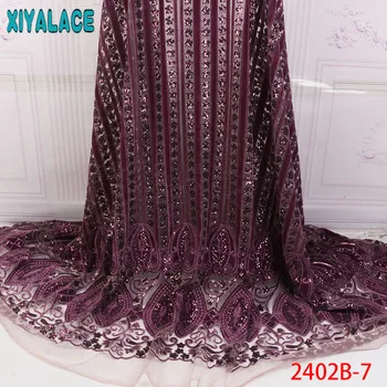 

Latest Onion Color French Nigerian Lace Fabrics Sequins African French Velvet Tulle Lace African Lace Fabric Wedding QF2402B-7