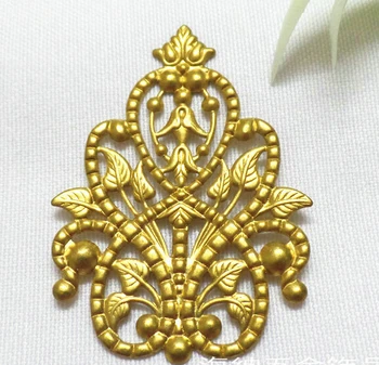 

100pcs/lot 33*48mm brass flower filigree wrap LEAF findings
