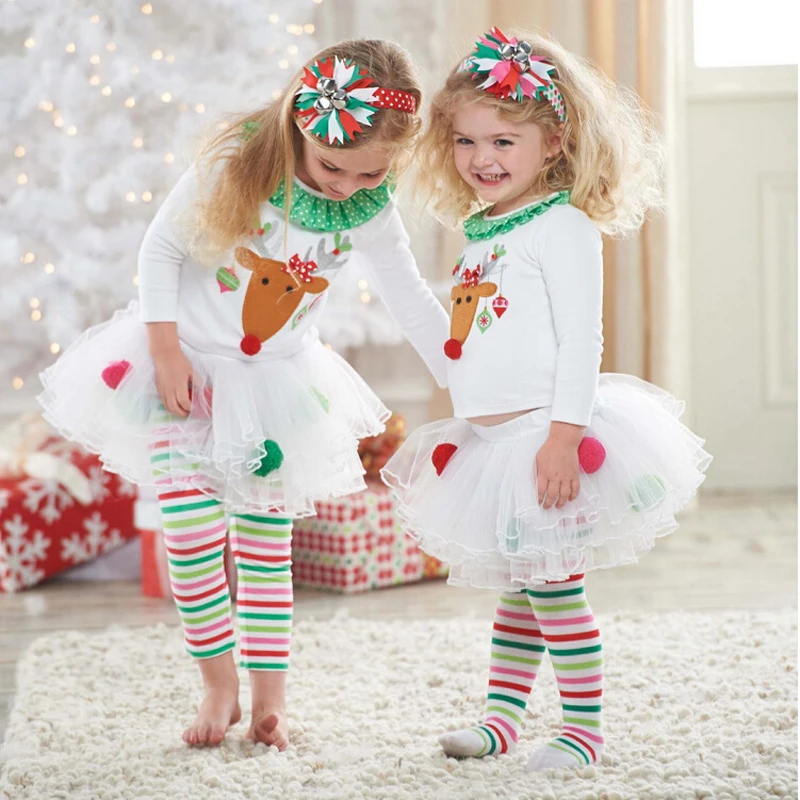

2017 New Retail Cute Deer Christmas Pajamas Girls Clothes Long-Sleeve Girls Pajamas Clothing Sets Kids Good Quality outfits