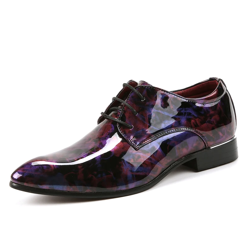 fashion camouflage men patent leather shoes mixed colors italian dress male footwear print flower wedding oxford shoes for men (2)