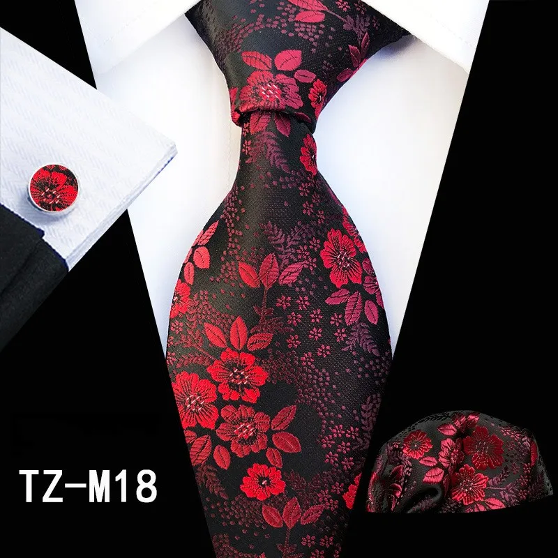 Модный стиль шелковые мужские галстуки черные винные серебряные жаккардовые галстуки тканевые Hanky набор запонок для свадебной вечеринки
