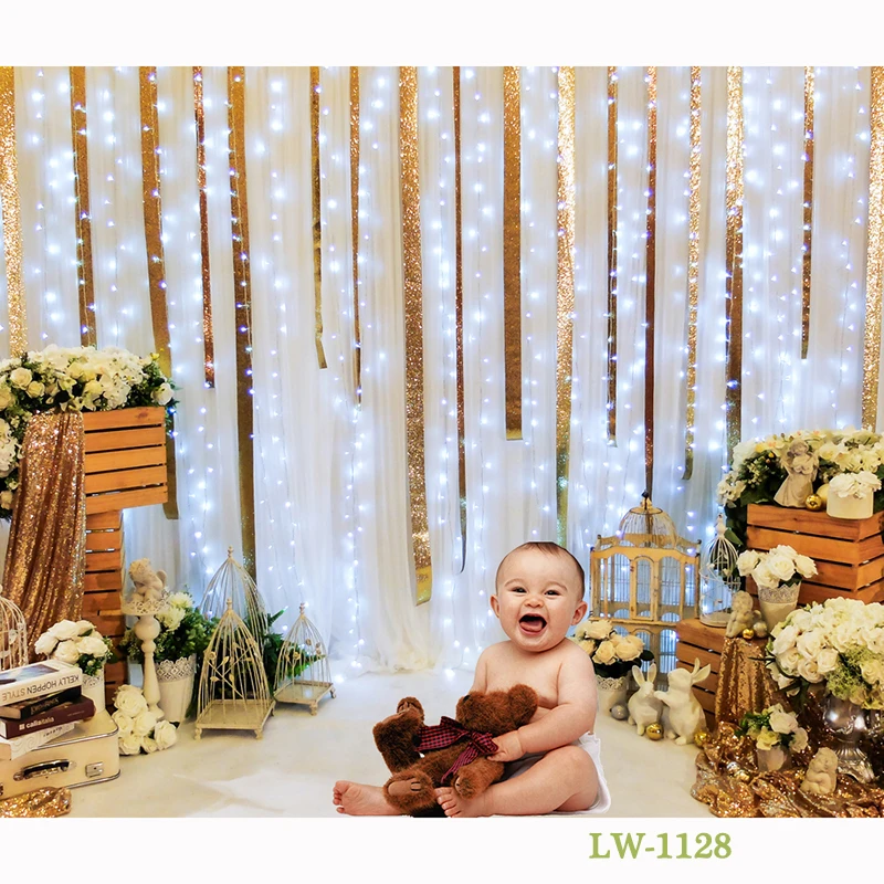 

HUAYI backdrop for Baby photo at home shower paper flowers balloons 1st birthday cake smash photo session background photoshoot