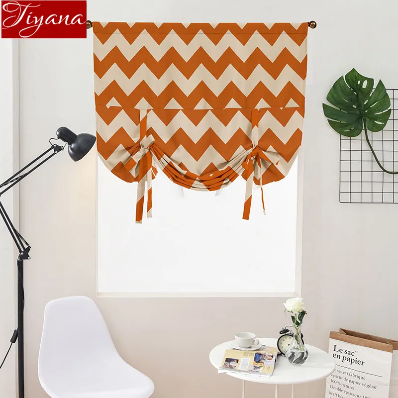 

Roman Curtain Striped Horizontal Wave Design for Window Bedroom Deep Blue Kitchen Blinds Balcony Rod Pocket Process DL042 #30