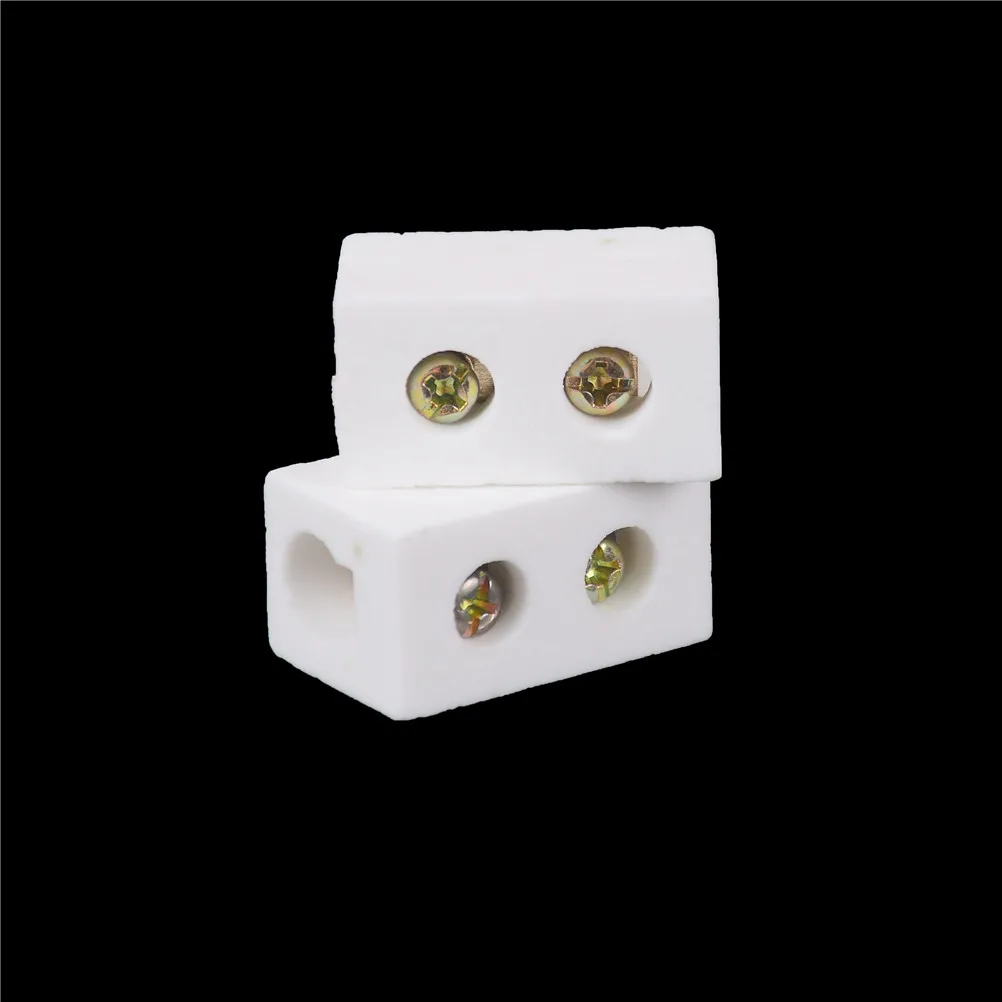 

2 Pcs Ceramic Terminal Block 30A 1Way 2 Hole Connector Porcelain Ceramic Terminal Blocks New Arrival