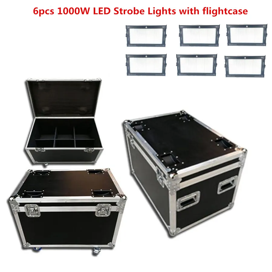 

6X 1000W RGB 3in1 LED Strobe Lights with flightcase dmx Super bright Warm White light dj Strobe Flash Lights Led Stage lighting