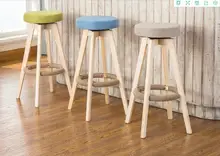 ^#Cheap European-style wood retro bar stools simple rotation high bar stool front desk stool ^#Cheap European-style wood retro bar stools simple rotation high bar stool front desk stool