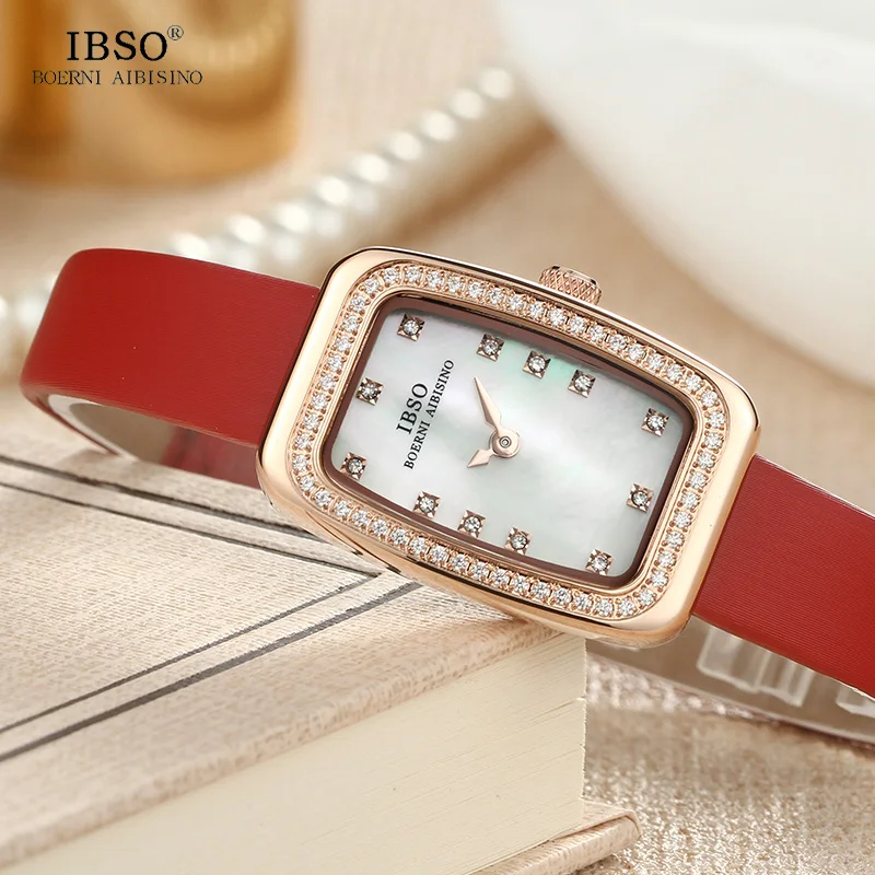 IBSO новые кварцевые часы прямоугольного дизайна женские модные часы с циферблатом женские часы с кристаллами и бриллиантами Женские часы Montre Femme