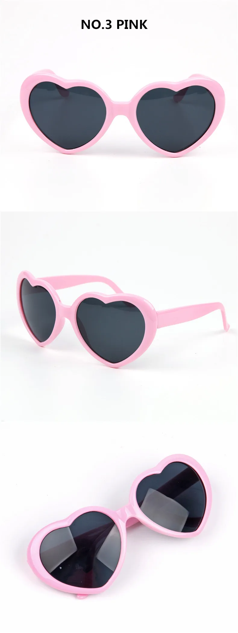 5-Mirror Heart Plastic Sunglasses Women