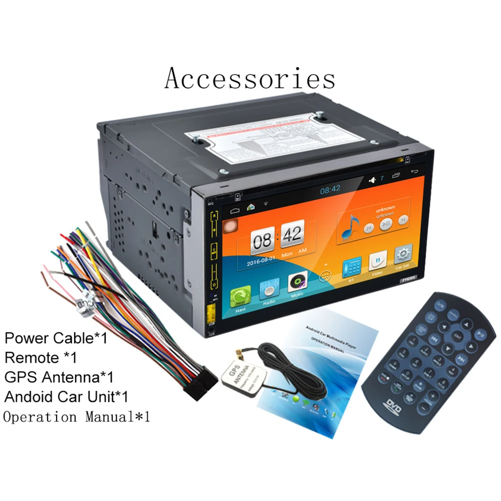 Sale 6.95" 2 Din Android 6.0 Car DVD Player Quad Core Auto Multimedia Player 2Din GPS Navigation FM Radio Stereo Support Rear Camera 5