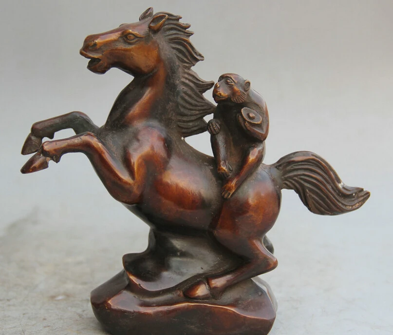

150610 S1384 8" Chinese Bronze Wealth animal Monkey Seat Zodiac Year Horse Statue sculpture discount 30% (C0324)