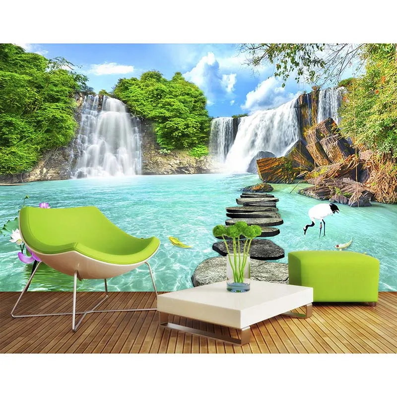 Wallpaper 3d Mural For Living Room Landscape Waterfall Lake Scenery Custom Photo Large Wall Painting Background | Обустройство дома