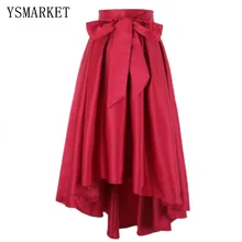 Асимметричная Высокая талия юбка с бантом Летняя женская одежда элегантные Макси женские длинные юбки модная одежда для вечеринок A0295