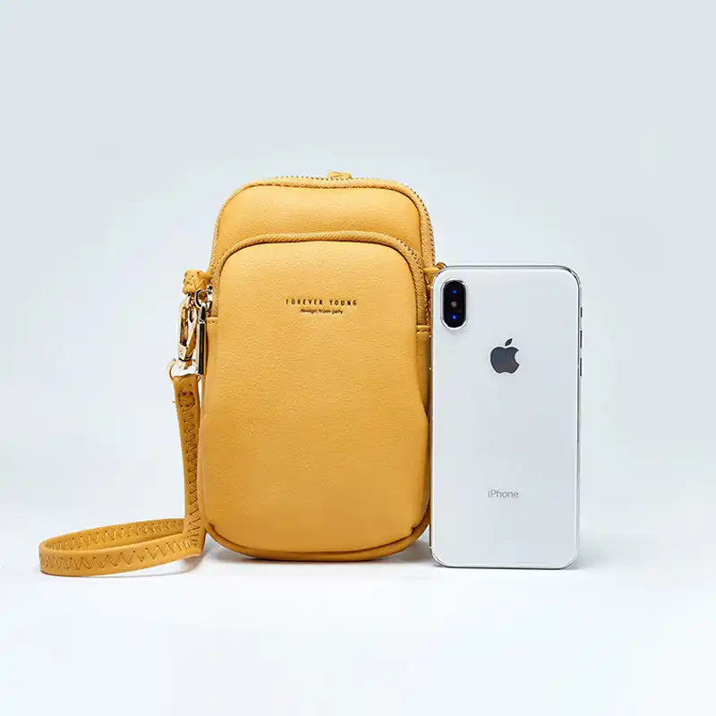 yellow leather purse