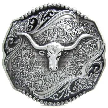 

Western Long Horn Bull Floral Flower Cowboy Cowgirl Belt Buckle