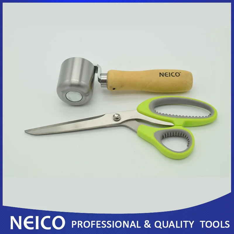 

Free Shipping, 2PCS 50mm Steel Radiused Seam Roller With 10" Scissors For Single Ply Roofing And Flash Tape Installing