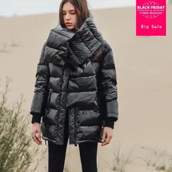 2019 зима новый модный бренд 90% белый пуховик женский большой размер теплый длинный пуховик с красивым нагрудником wq151