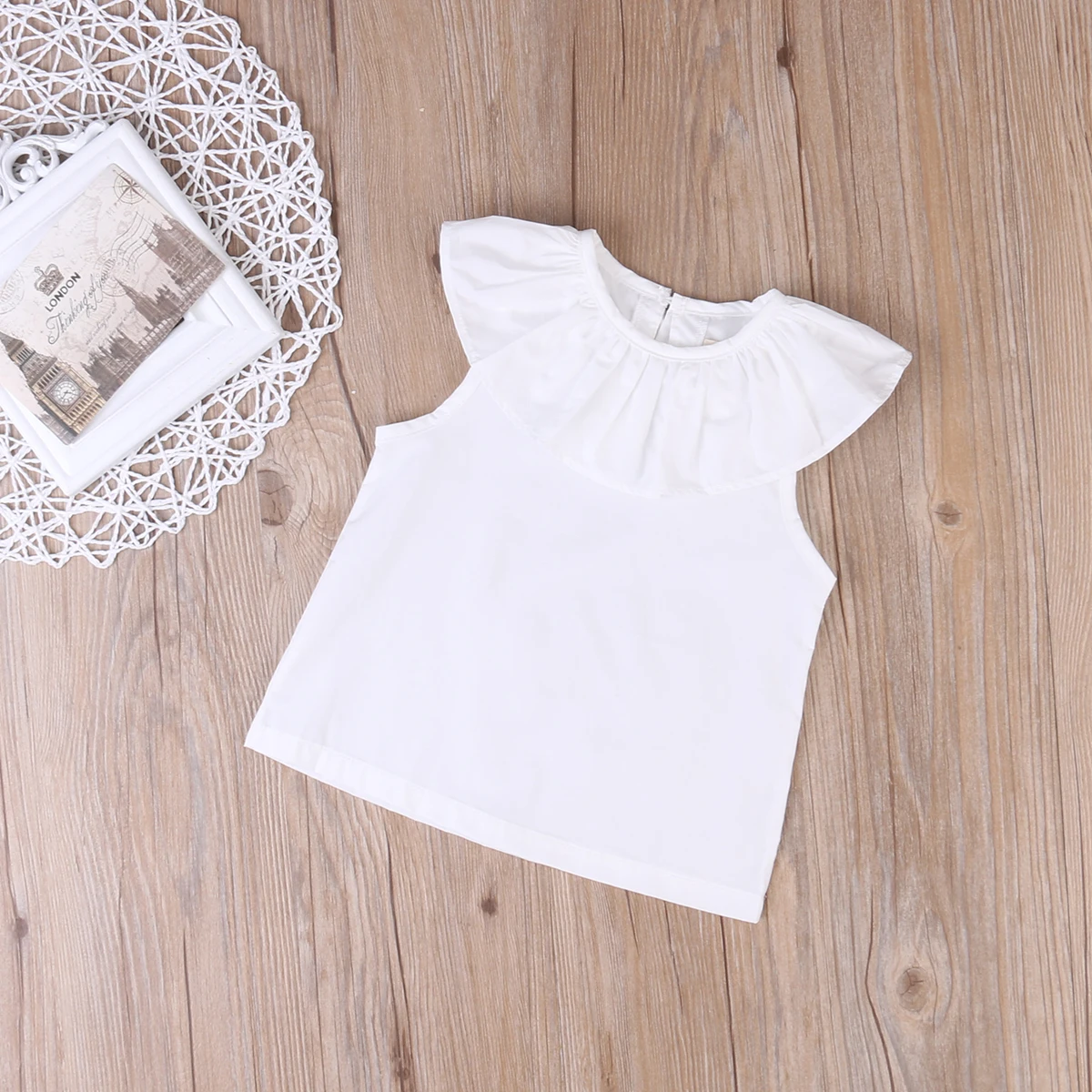 

Toddler Kids Girls Summer Princess Ruffle Collar Short Sleeve Tops T-shirt 0-3T