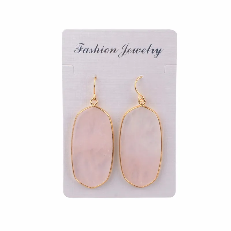 trendy earrings oval shape green pink natural quartz stone dangle earrings big max boucles d