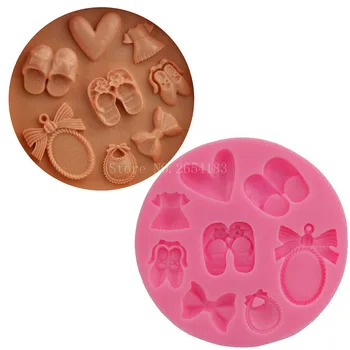 

Girl Cloth Slippers Mirror Skirt shape Silicone Fondant Soap 3D Cake Mold Cupcake Candy Chocolate Decoration Baking Tool FQ2281