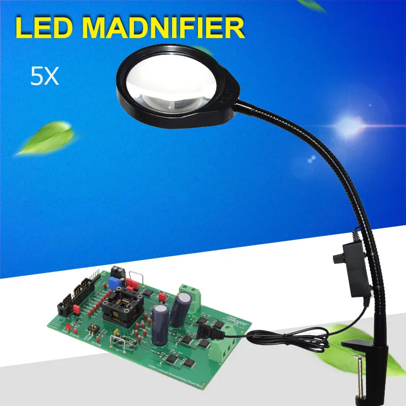 

Multifunction folder desk magnifier lamp adjustable brightness LED, 5x Caliper magnifier use for reading jewelry identification