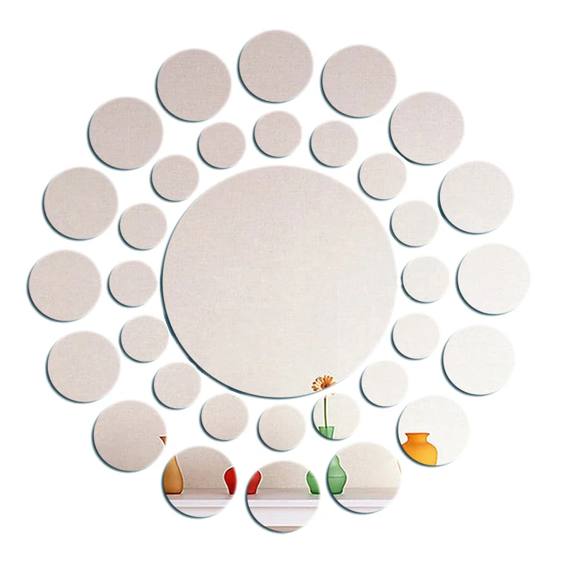 DIY Round combination Self adhesive wall decals for Acrylic Mirror