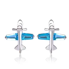 Dazz серьги-гвоздики в форме самолета с голубым цирконием для женщин, серьги-гвоздики в форме самолета, серьги в виде сережек, серьги в подарок