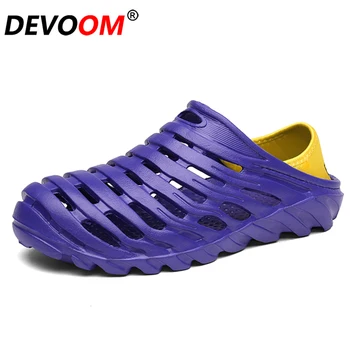 

2019 Summer Beach Sandals Men Shoes Soft Slippers Outdoor Breathable New croc Sandals Garden Shoes Lightweight Sandale Homme 45