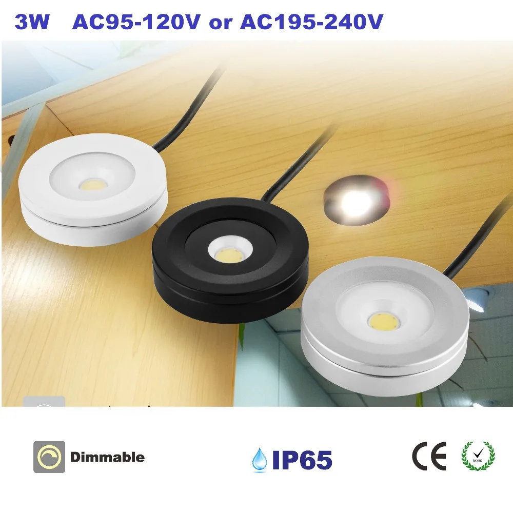 3 W IP65 Кабинетная потолочная свет AC110V или AC220V удара затемняя Кухня случае Spotlight Крытый DIY домашнего освещения легко установить