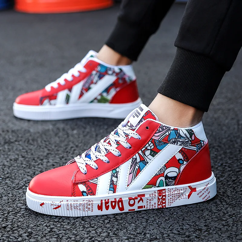 

High-top Fashion Lightweight Lace-up Male Sneakers Casual Shoes Men Height Increasing Flat Shoes Men Tennis Shoes Trainers Men