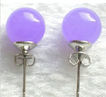 

Bridal jewelry free shipping hot sell10mm pink/purple/blue/red/green jade/black agate/tiger eye stud ## earring